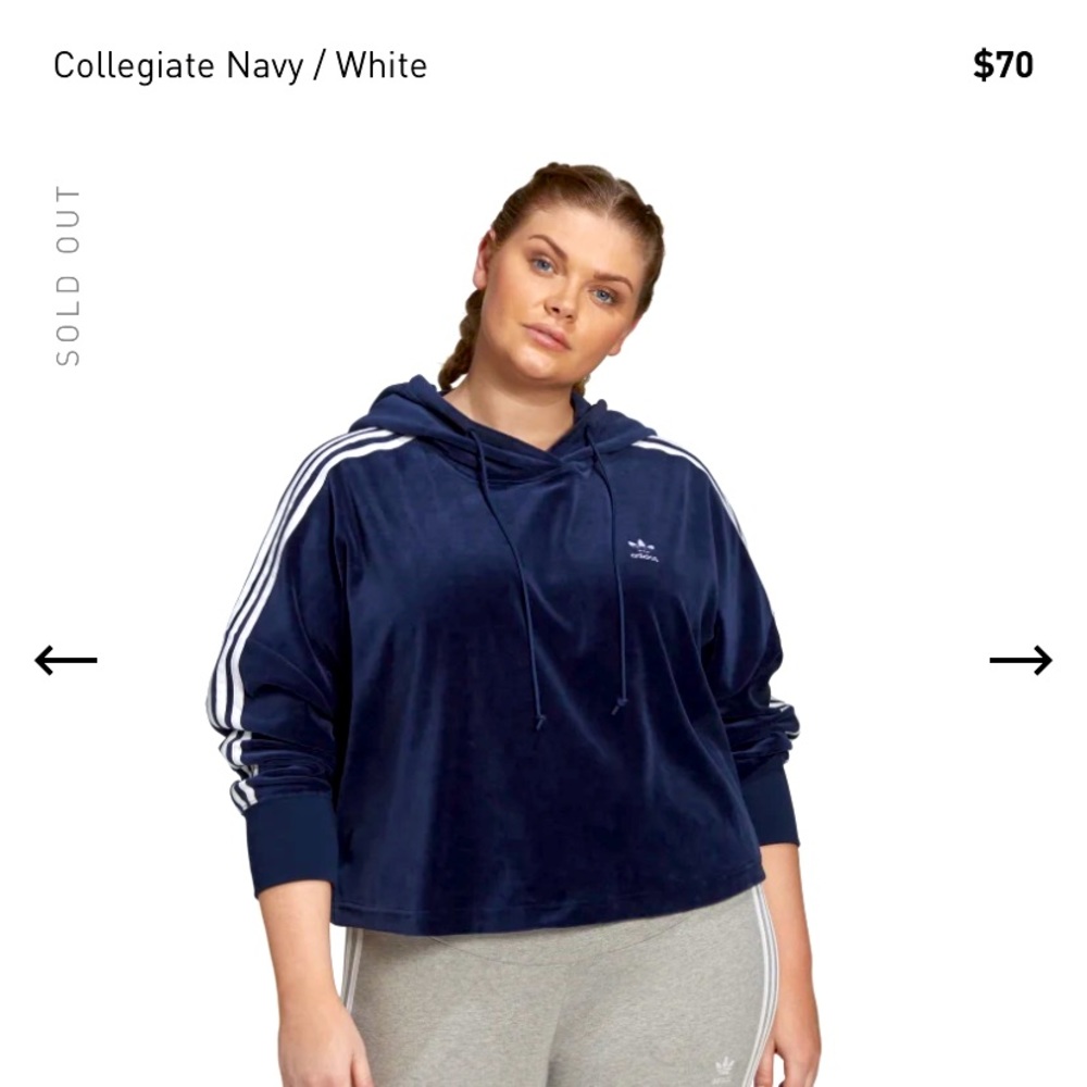 NWT Plus Size Adidas Cropped Hoodie Size 1X Blue
